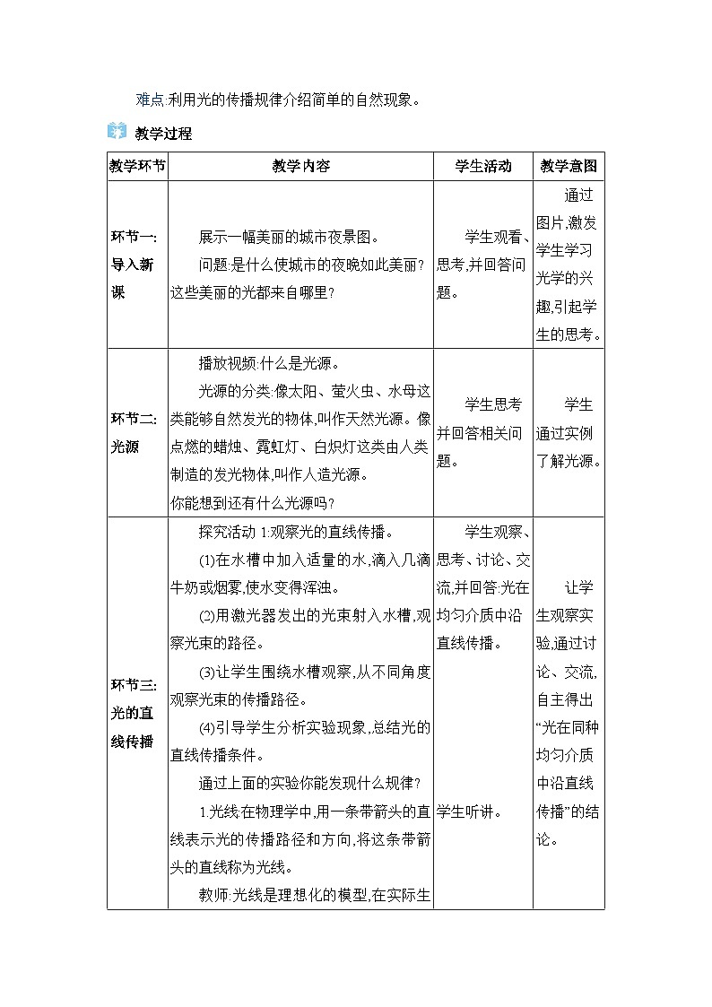 人教版（2024）八年级物理上册第四章光现象4.1光的直线传播教案02