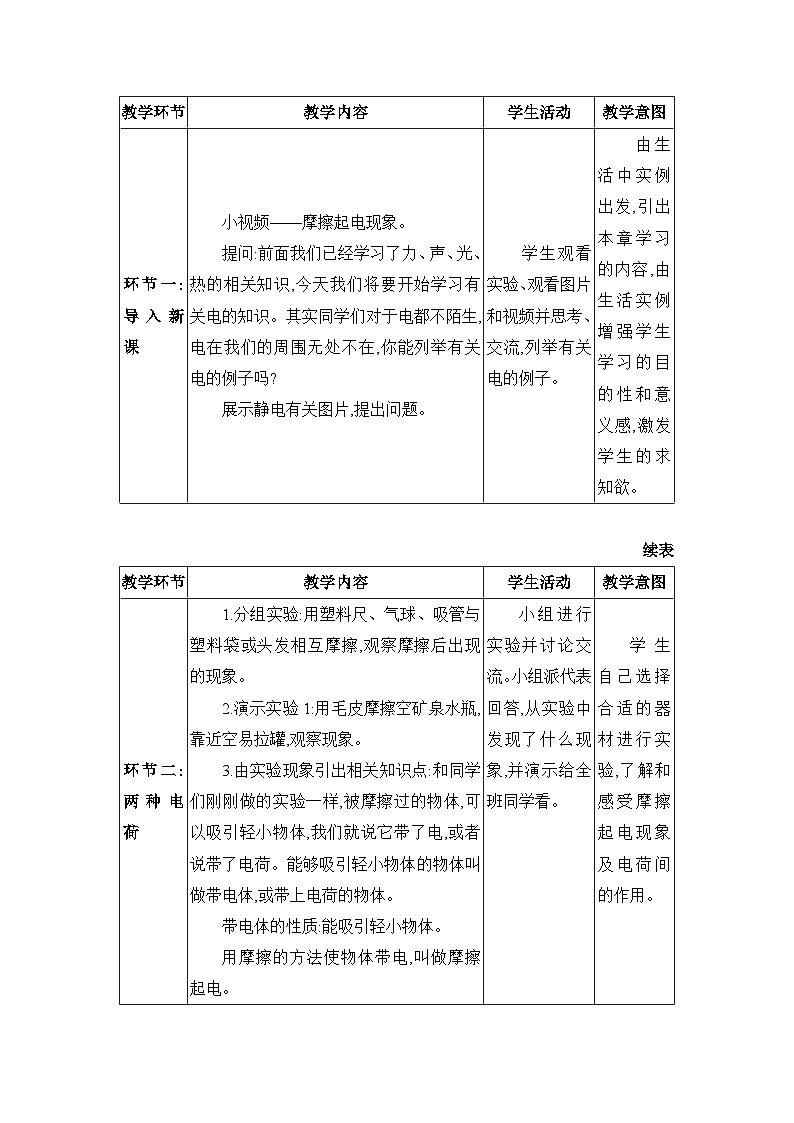 人教版（2024）九年级物理第十五章电流和电路15.1两种电荷教案第3页