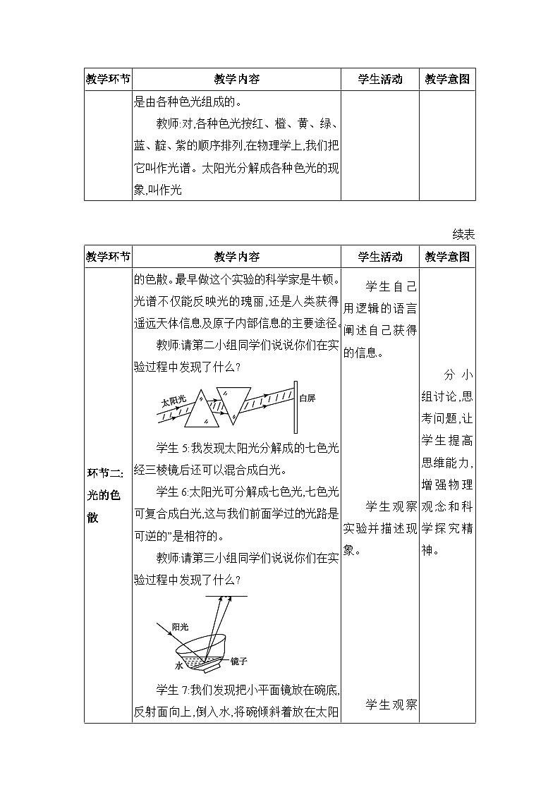 教科版（2024）八年级物理上册第4章光的世界4.8走进彩色世界教案第3页