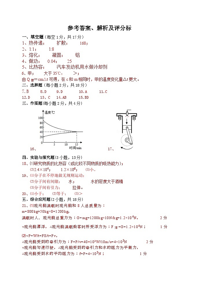 河南省第二实验中学2024-2025学年上学期第一次月考物理试题答案第1页