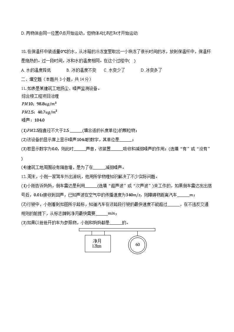 2024-2025学年吉林省长春市九台二十二中八年级（上）第一次月考物理试卷（含解析）02