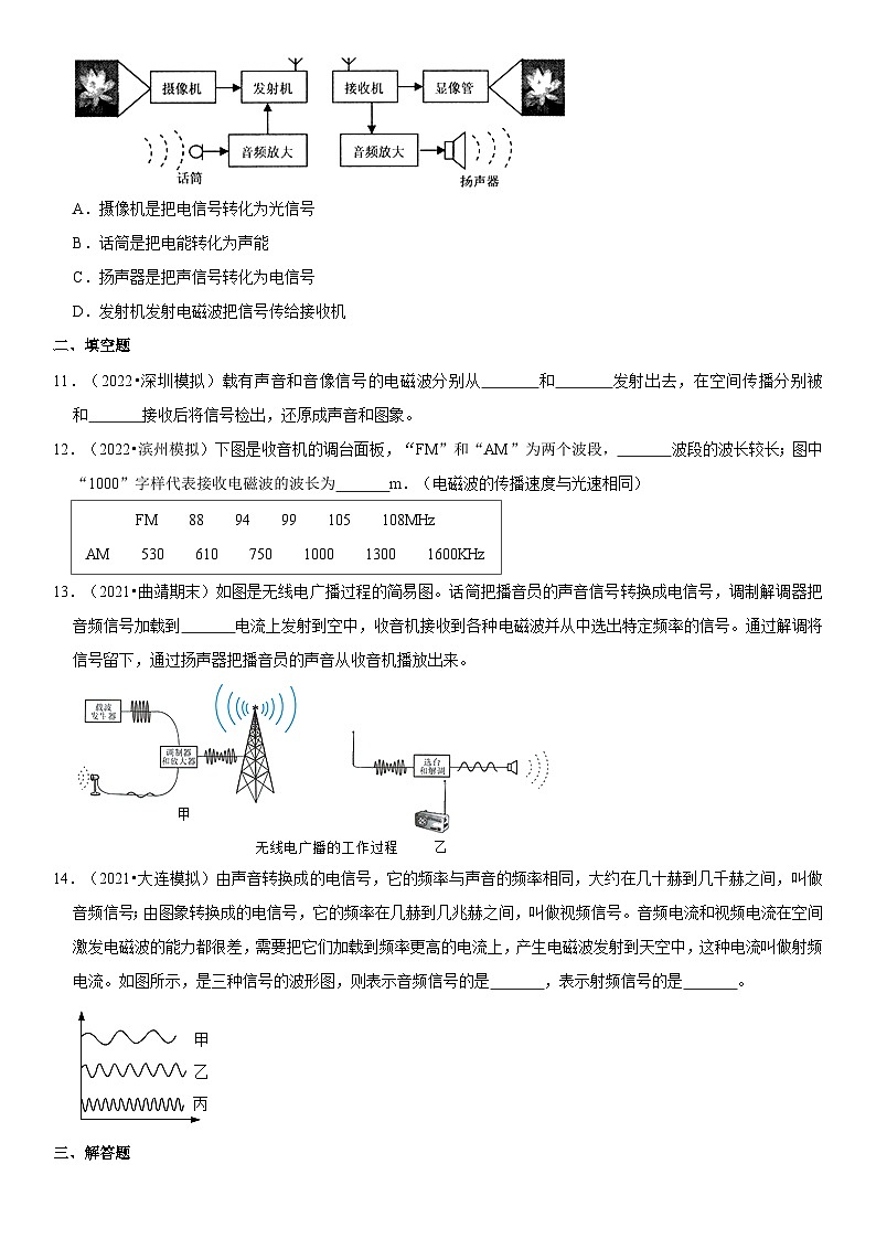 人教版九年级物理全一册学优生重难点易错题精练21.3广播、电视和移动通信(原卷版+解析)03