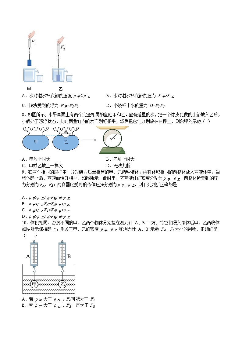 沪科版八年级物理下册同步精品练习9.2阿基米德原理(练习)(原卷版+解析)第2页