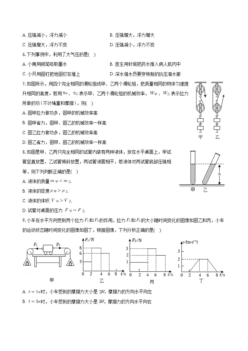 陕西省延安市吴起县2023-2024学年八年级下学期期末物理试卷第2页
