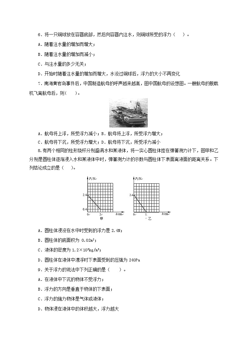人教版八年级物理下册同步备课第十章浮力检测试卷(原卷版+解析)第2页