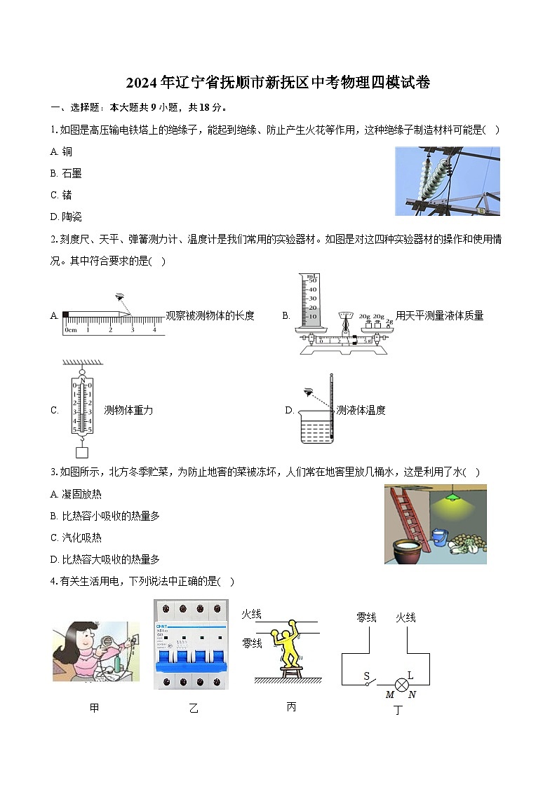 2024年辽宁省抚顺市新抚区中考物理四模试卷（含解析）01