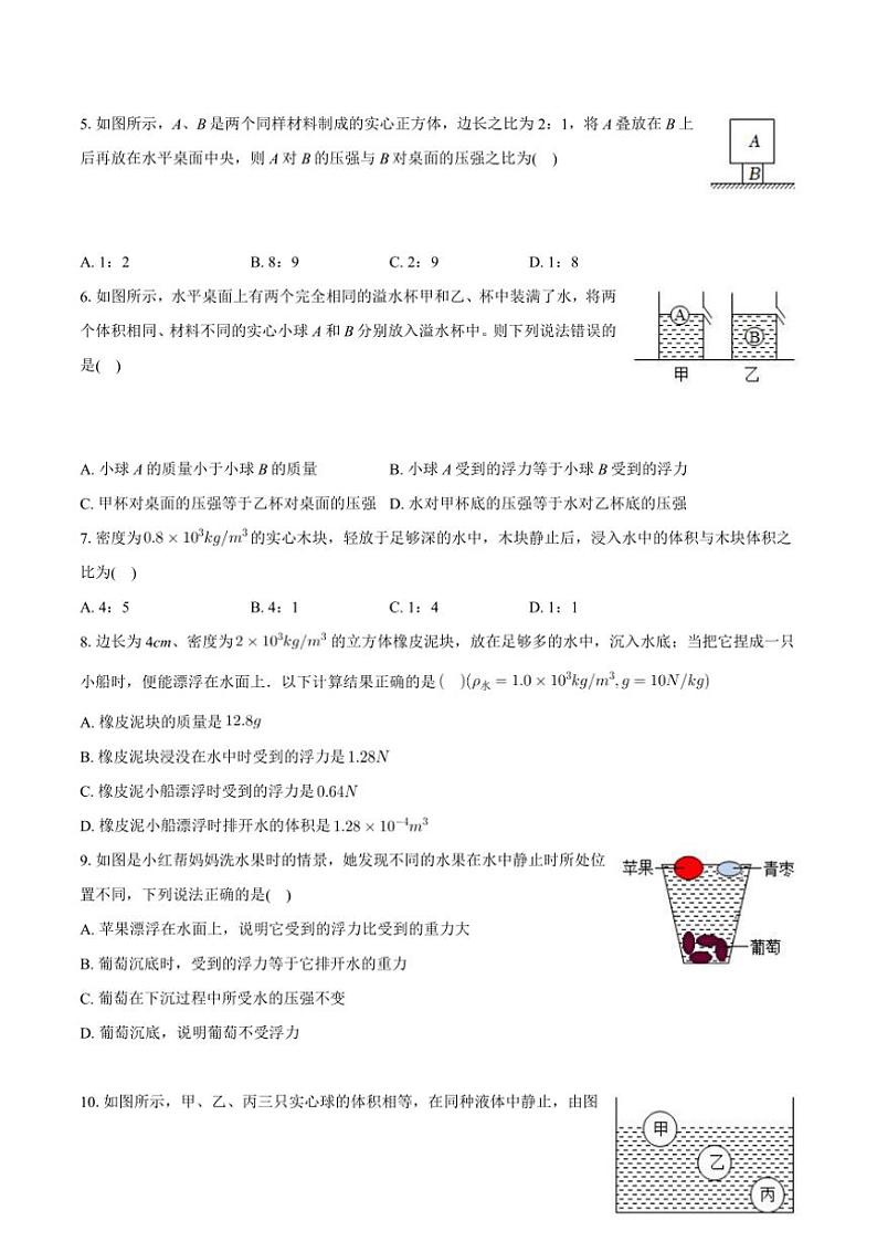 [物理]山东省德州市宁津县大庄中学2024～2025学年九年级上学期月考试卷(有解析)02