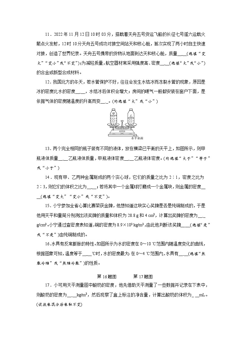 人教版(2024)八年级上册物理第六章《质量与密度》学业质量测试卷（含答案）03