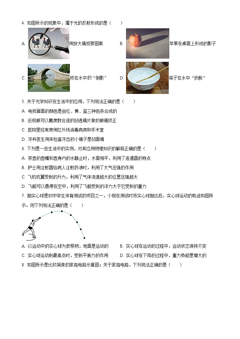 2024年黑龙江省齐齐哈尔市中考物理真题（原卷版）第2页