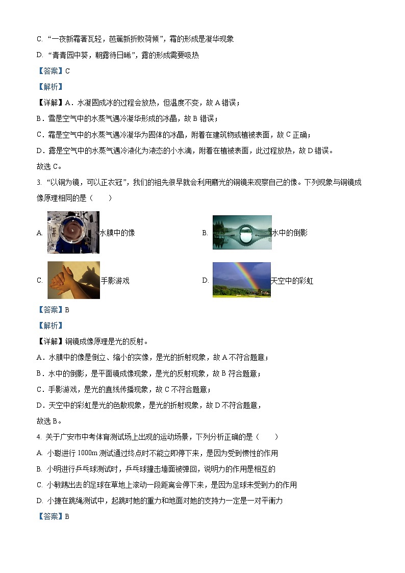 2024年四川省广安市中考物理真题（解析版）第2页