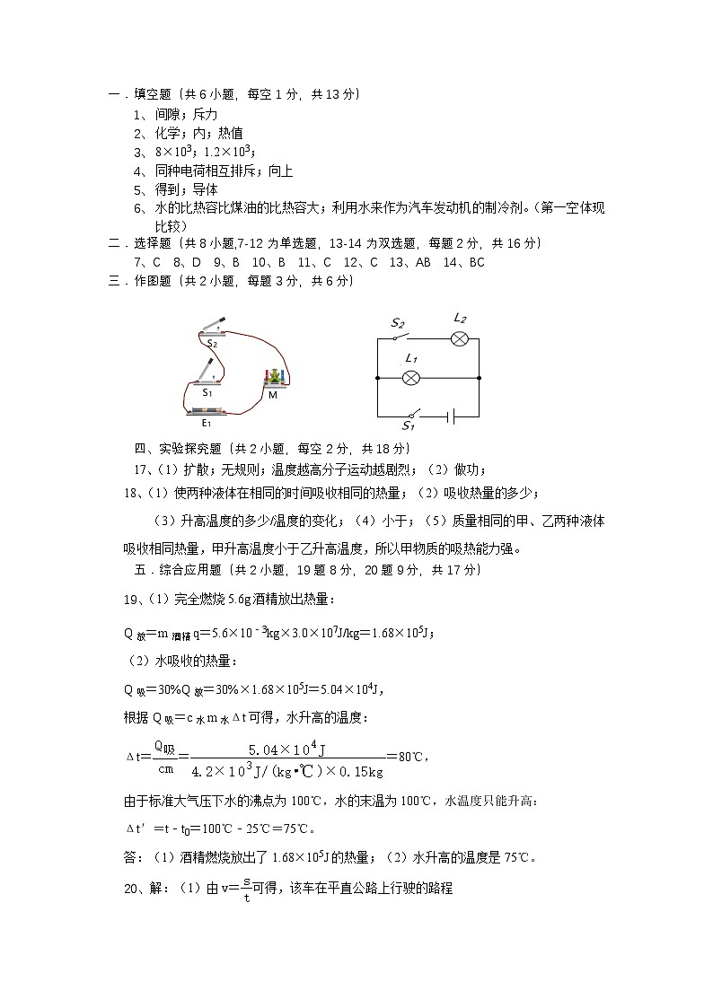 河南省郑州市郑中国际学校2024-2025学年上期九年级月考物理试题答案第1页