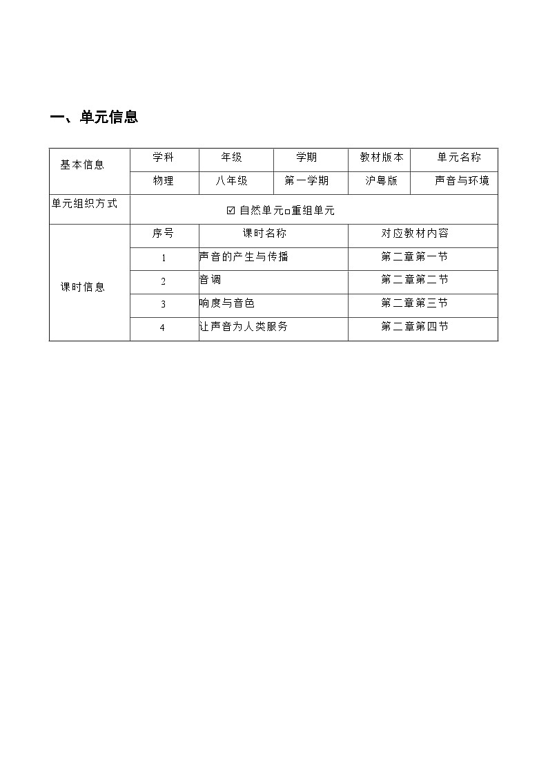 第二章 声音与环境（大单元教学作业设计）（原卷版）第2页