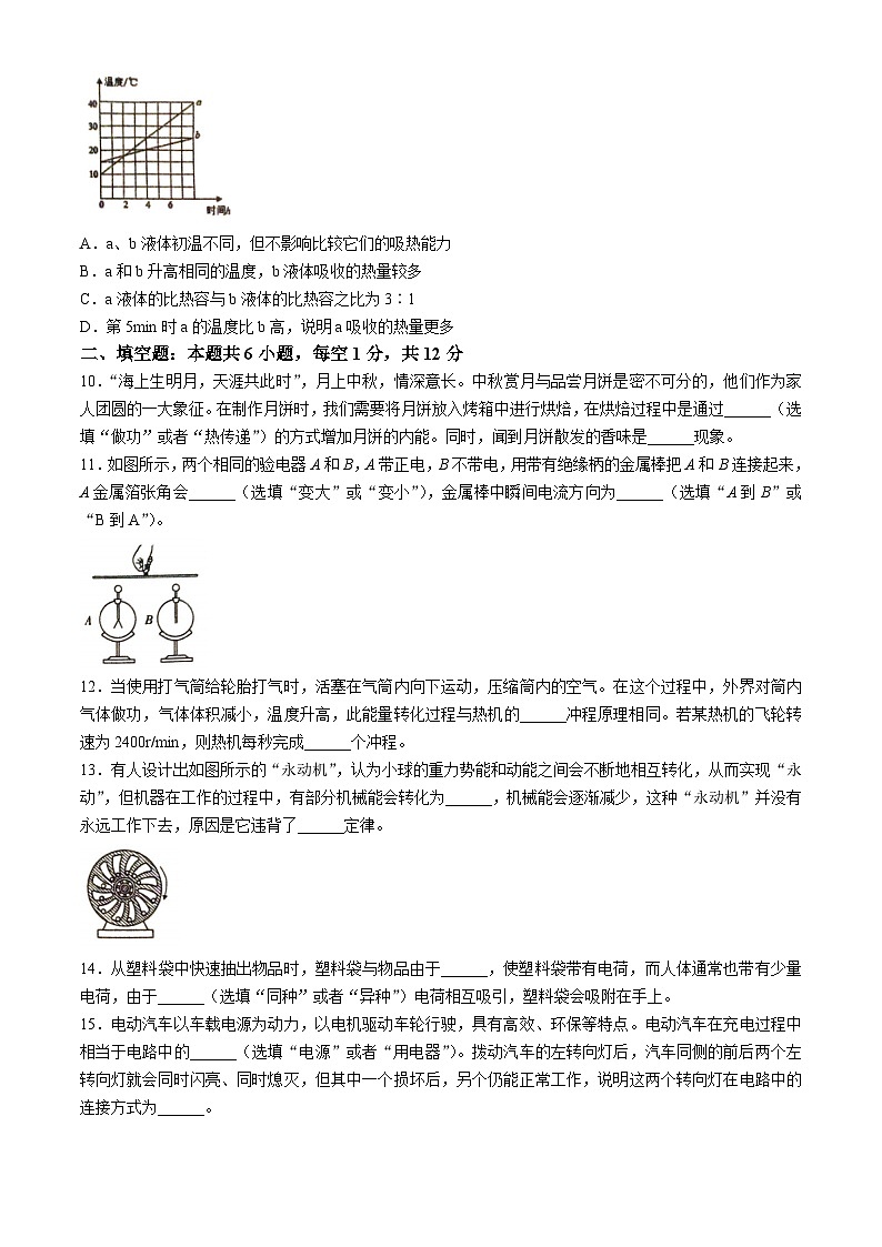 辽宁省沈阳市大东区第一协作体2024-2025学年度九年级上学期10月月考物理试题(无答案)03