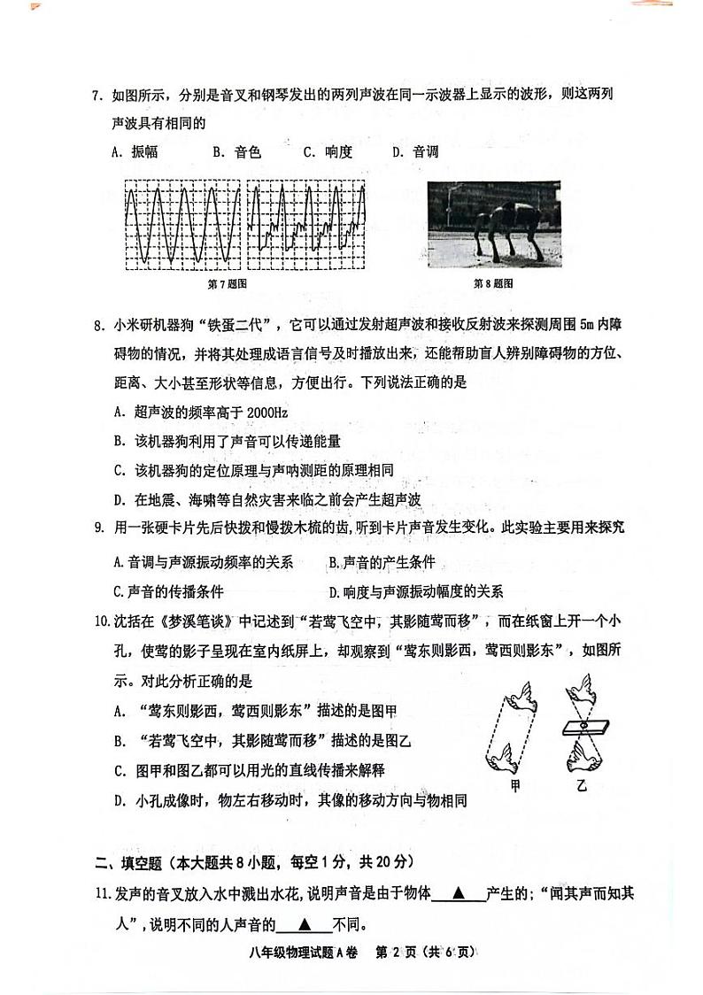 江苏省连云港市灌南县2024-2025学年度八年级上学期10月份月考物理试题02
