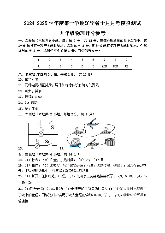 （答案）2024-2025学年度第一学期辽宁省十月月考模拟测试第1页