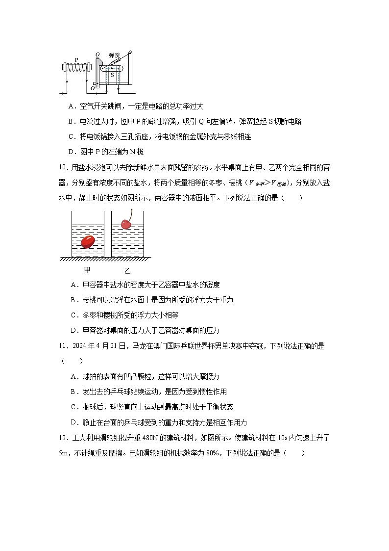 2024年河南省新乡市获嘉县城关镇大西关学校中考三模物理试题第3页