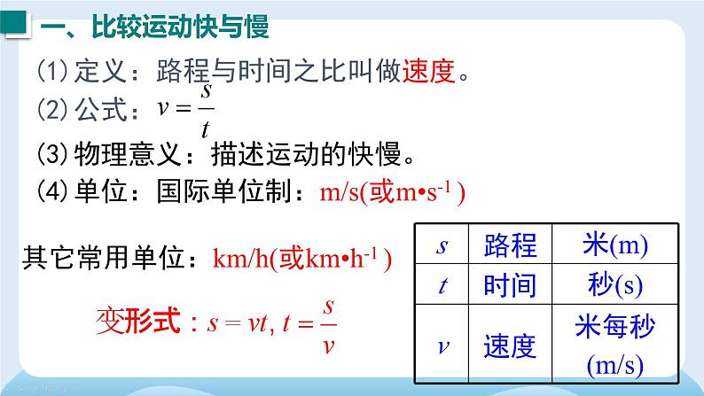 2 第二节  快与慢-2024-2025学年沪科版八年级物理上册 PPT课件第7页