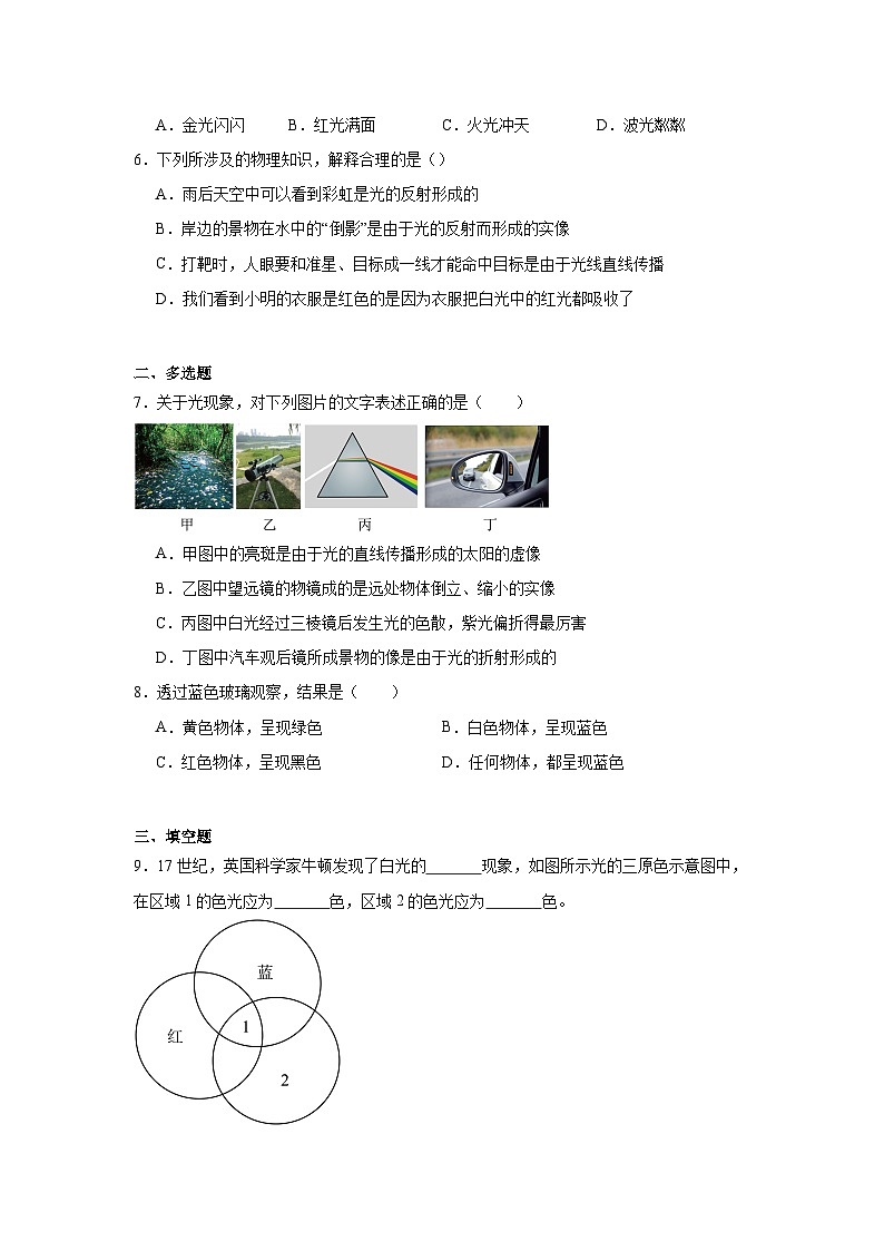 2.1《光的色彩》同步练习（有解析）苏科版物理八年级上册02