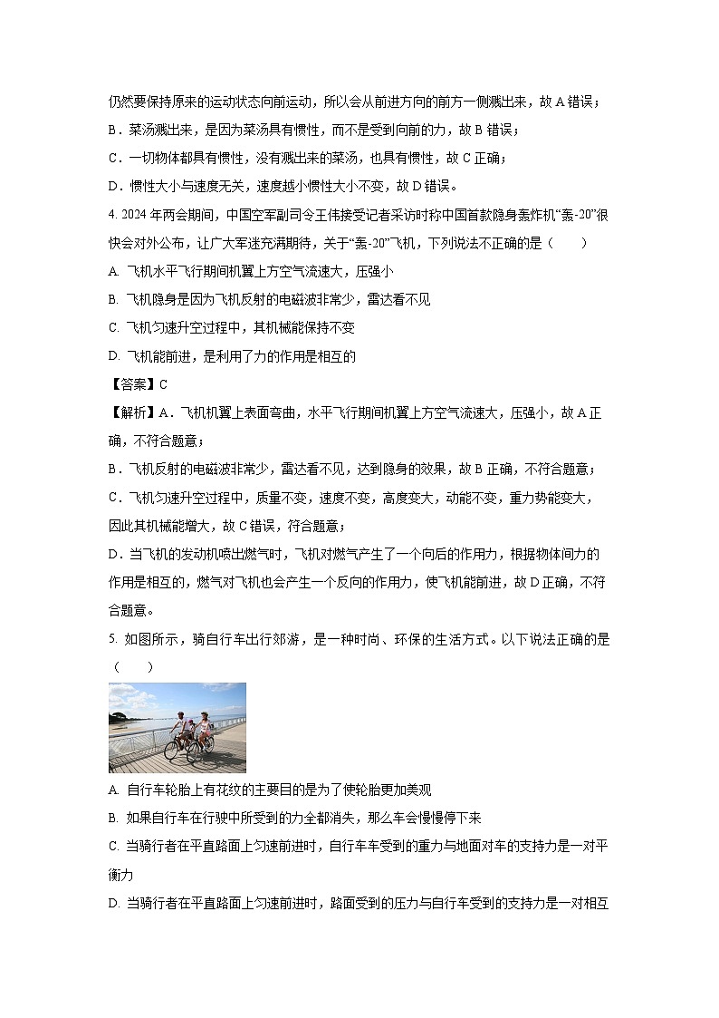 [物理][一模]四川省泸州市龙马潭区2024年中考试题(解析版)03