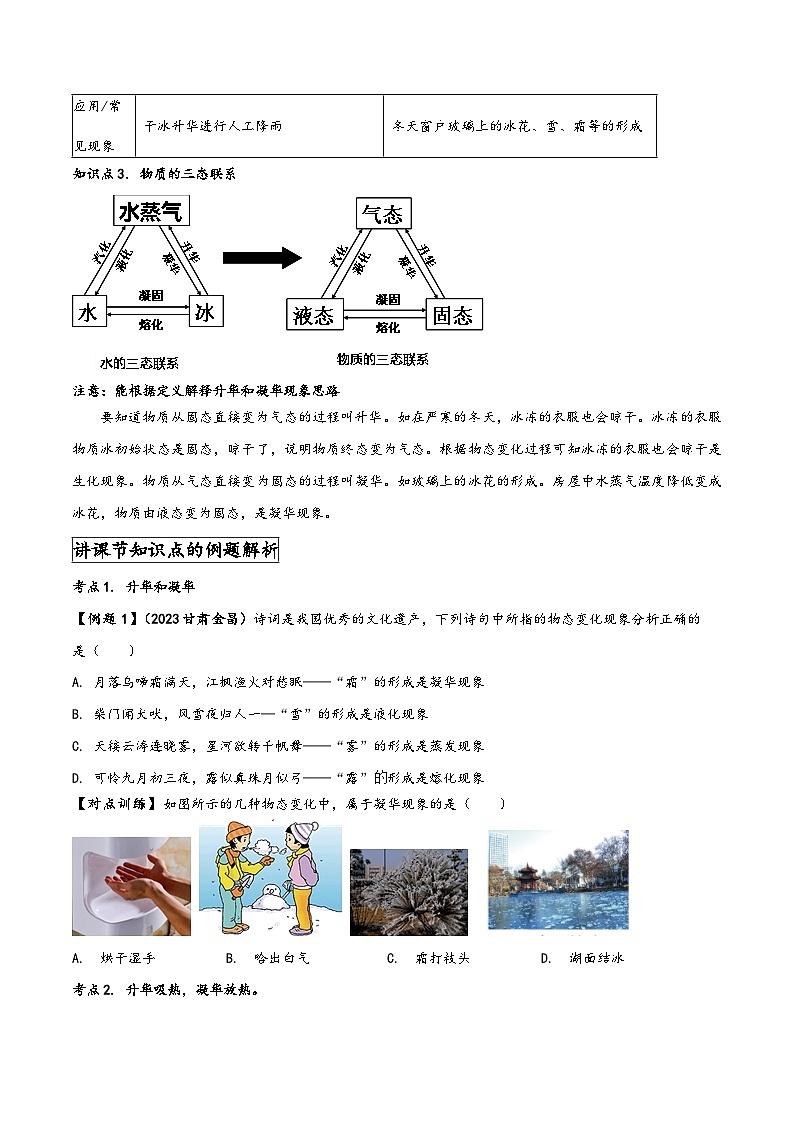 人教版八年级物理上册同步(拓展)学讲练测大讲义专题3.4升华和凝华(原卷版+解析)第2页