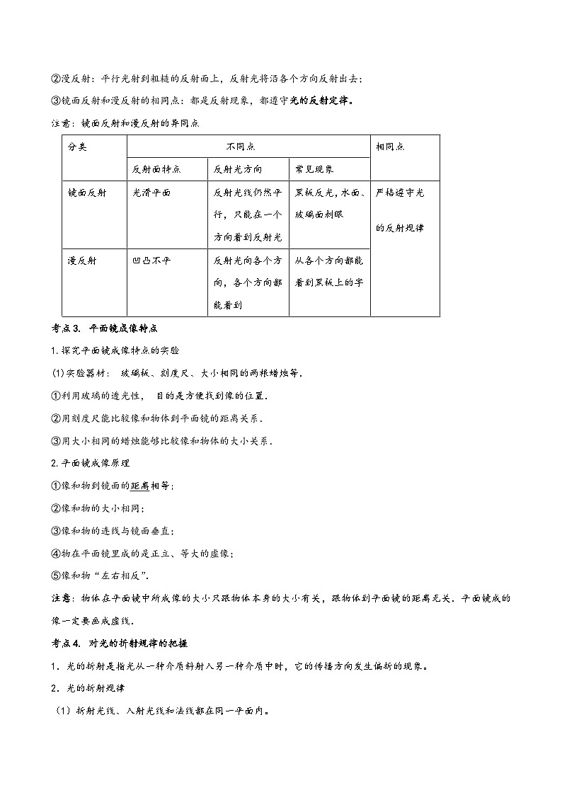 人教版八年级物理上册同步(拓展)学讲练测大讲义专题4.8《光现象》单元知识方法总结及中考典型实例剖析(原卷版+解析)第2页