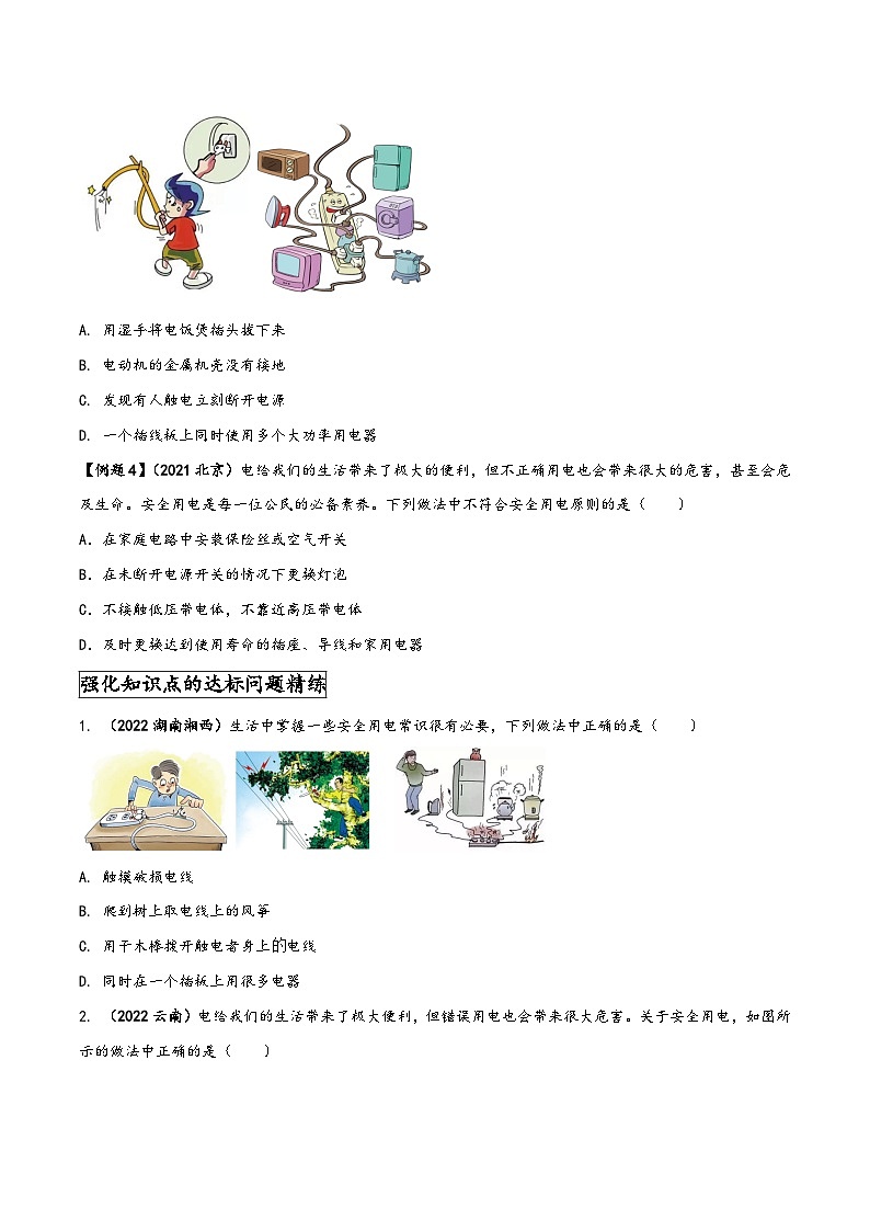 人教版九年级物理全一册同步(拓展)学讲练测大讲义专题19.3安全用电(原卷版+解析)第3页