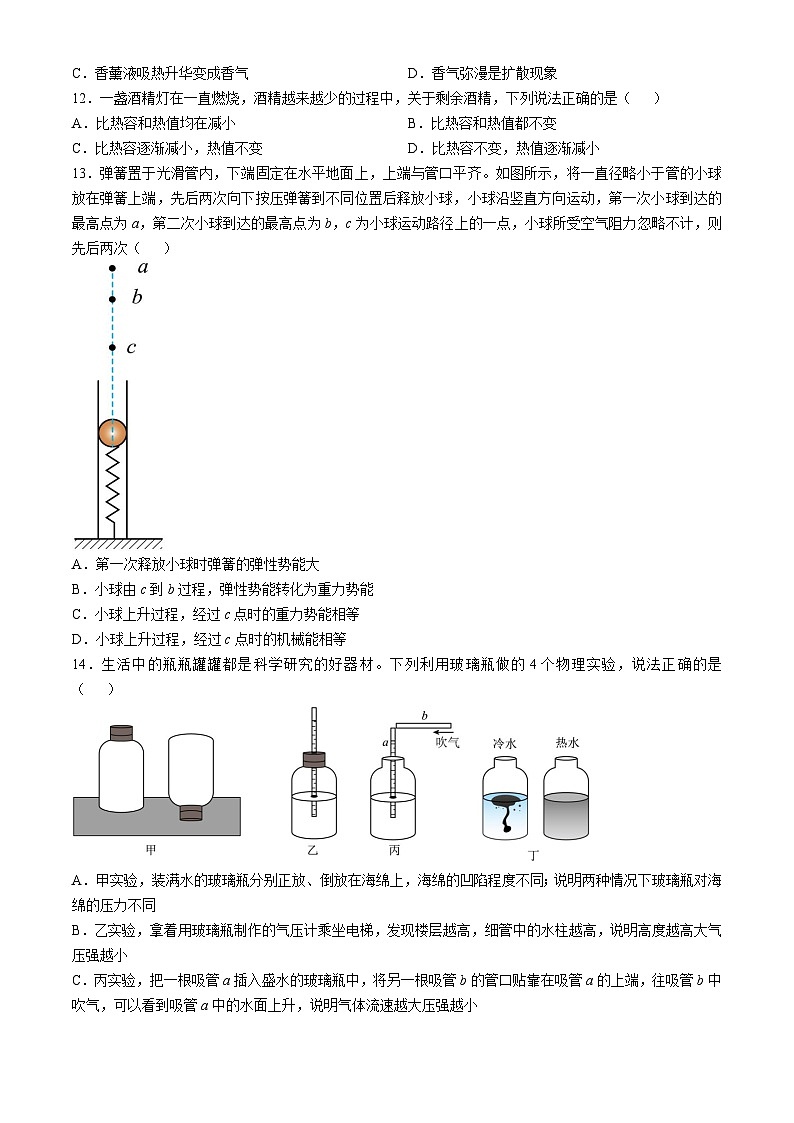 江西南昌育新学校2024-2025学年九年级上学期10月物理试卷第3页