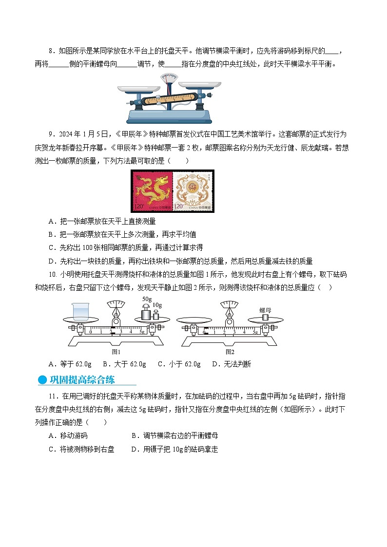 （人教版2024）八年级上册物理6.1 质量（分层作业）【原卷版】第2页