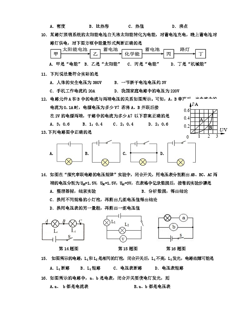2023-2024学年山东省枣庄市台儿庄区九年级（上）期中物理试卷第3页