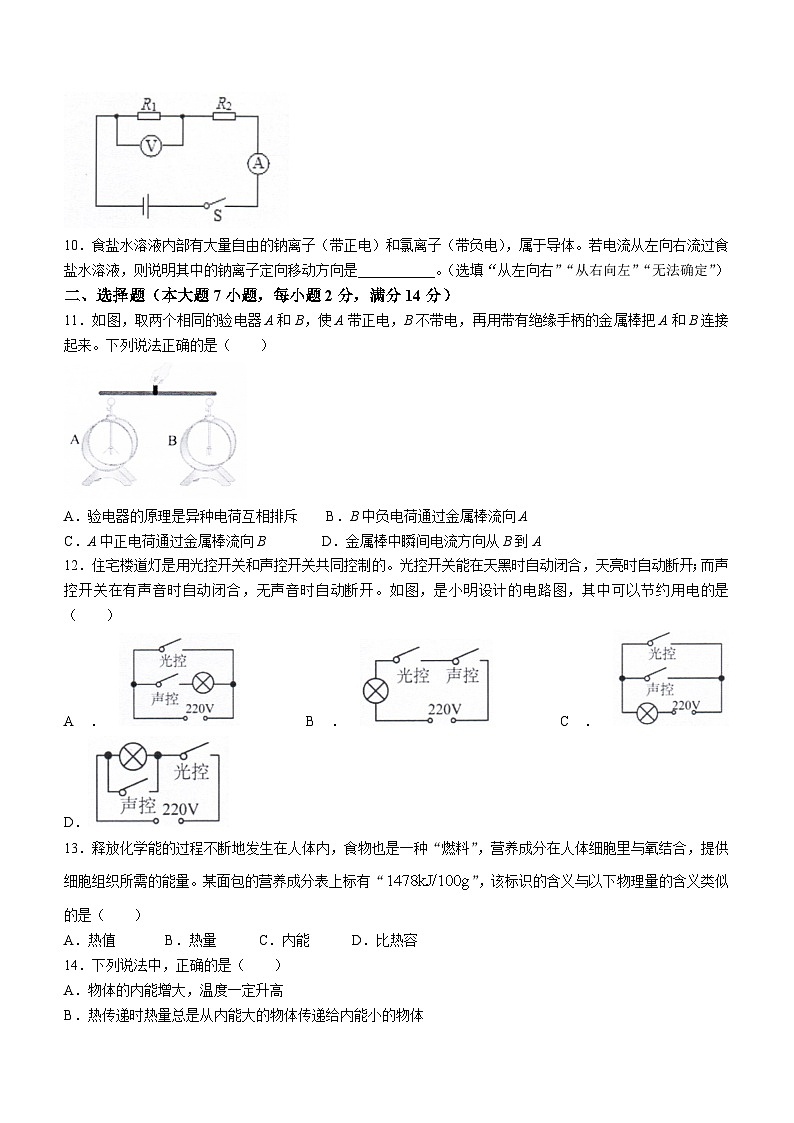 2023-2024学年安徽省阜阳市太和县九年级（上）期中物理试卷02