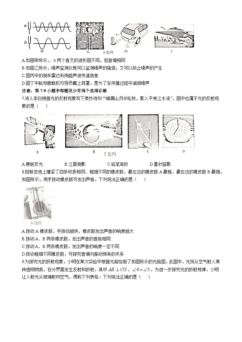 辽宁省沈阳市2023-2024学年八年级上学期第一次月考物理试卷(无答案)第2页
