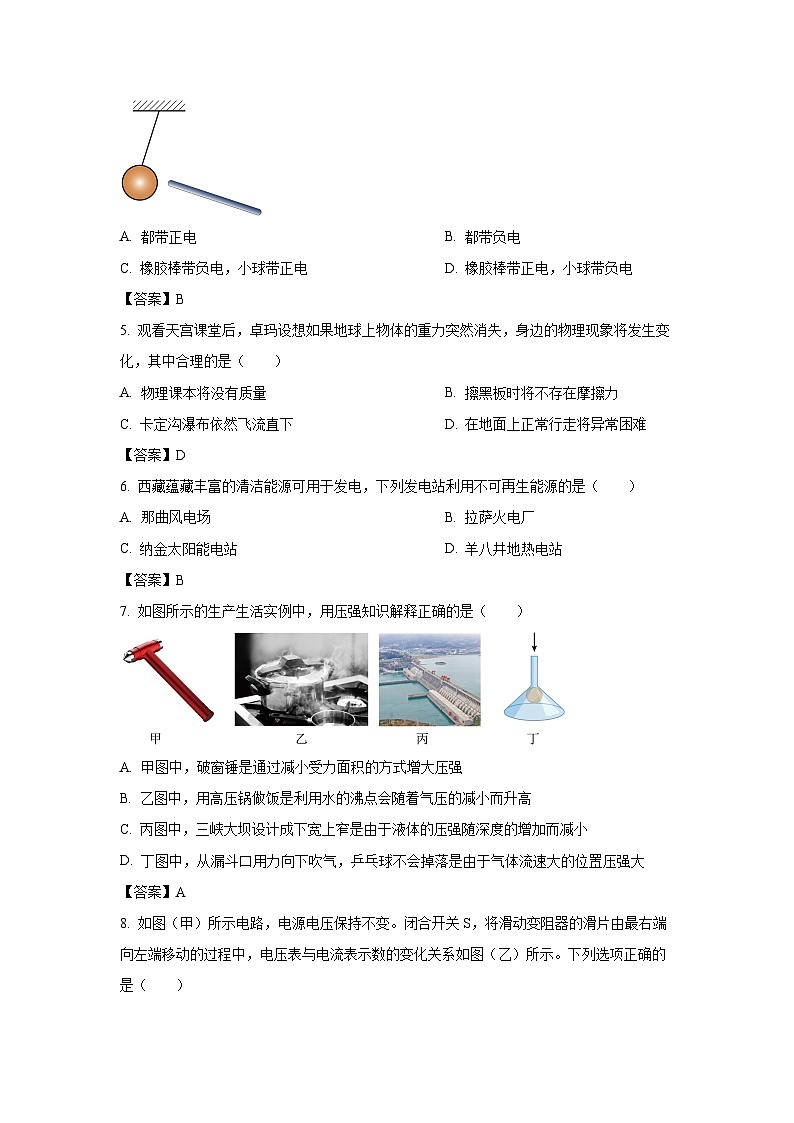 西藏2024年中考真题物理试卷第2页