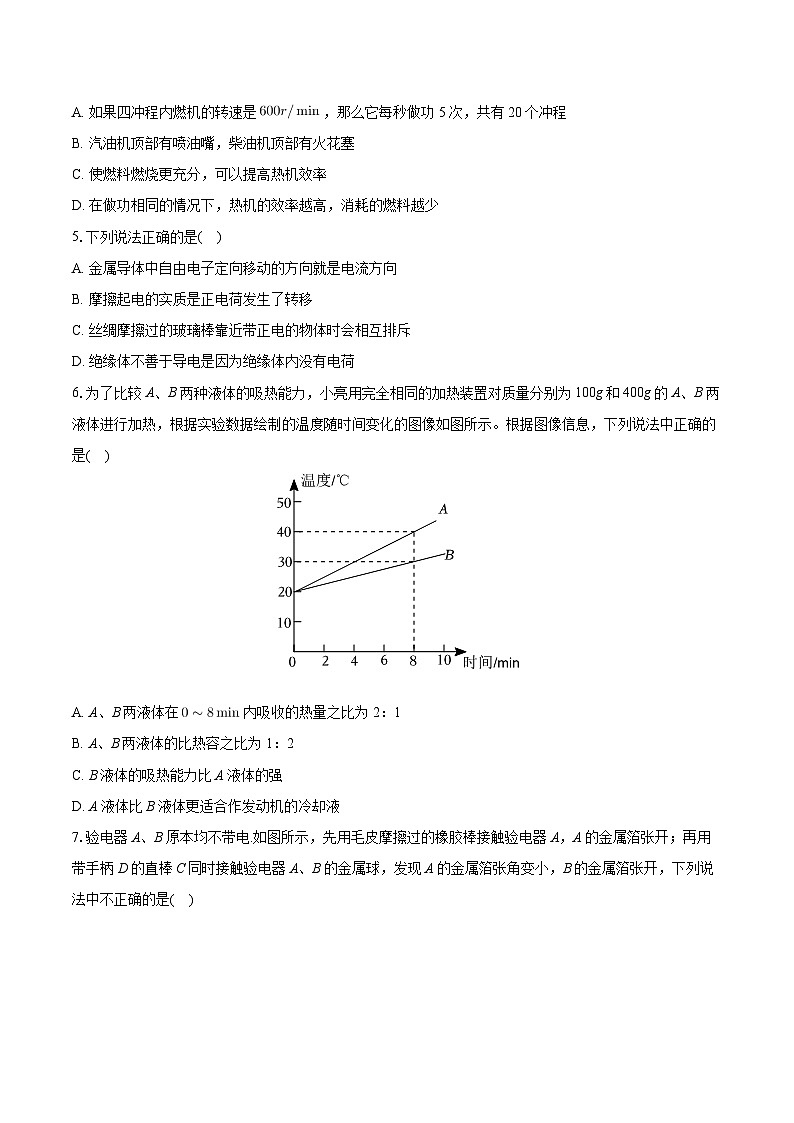 山东省日照市北京路中学2024-2025学年九年级上学期10月月考物理试卷第2页