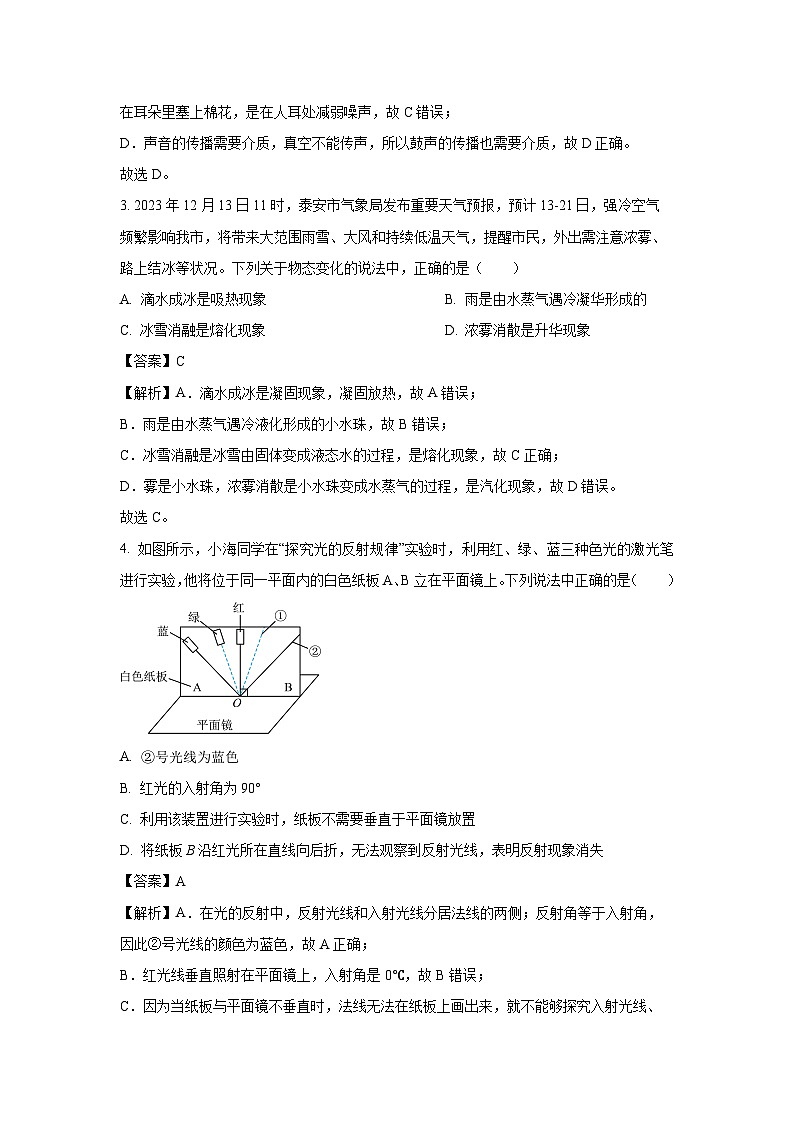 山东省泰安市宁阳县2023-2024学年九年级下学期期中考试物理试题（解析版）02