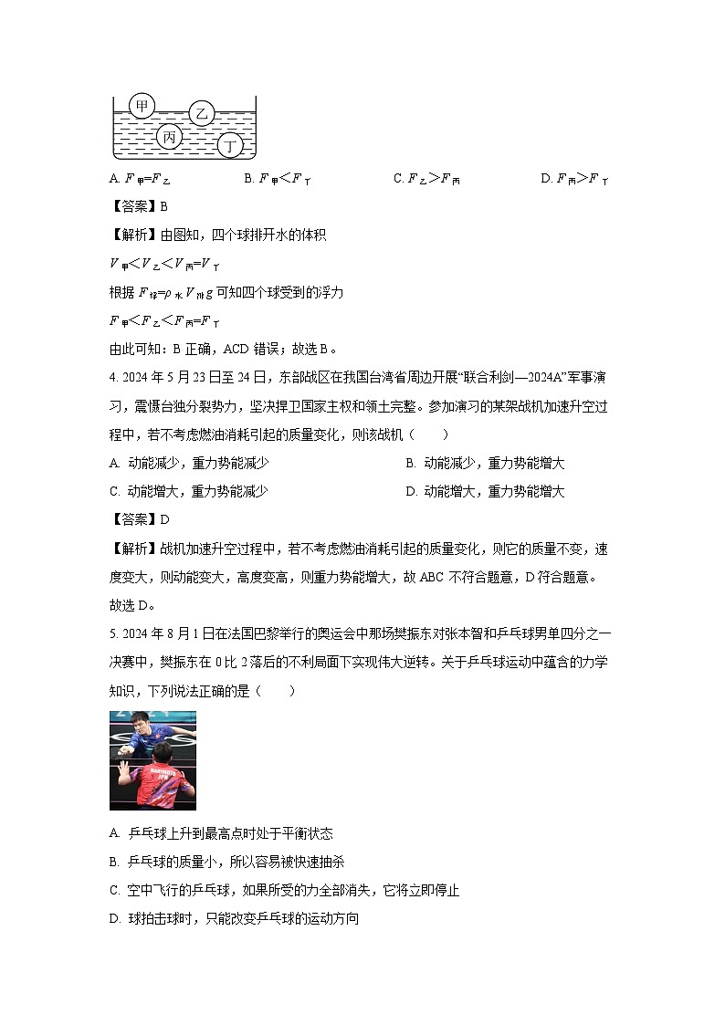 湖南省永州市2024-2025学年九年级上学期开学考试物理试题（解析版）02