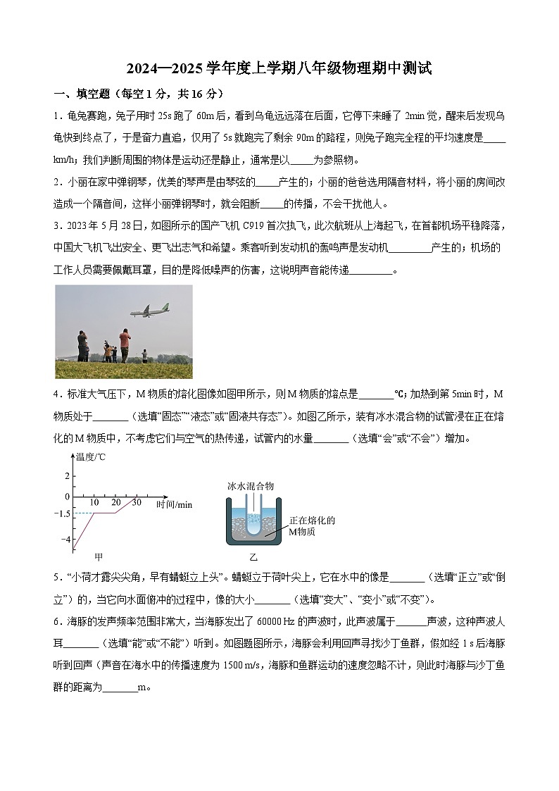 河南省周口市第三初级中学2024-2025学年八年级上学期物理期中测试卷01