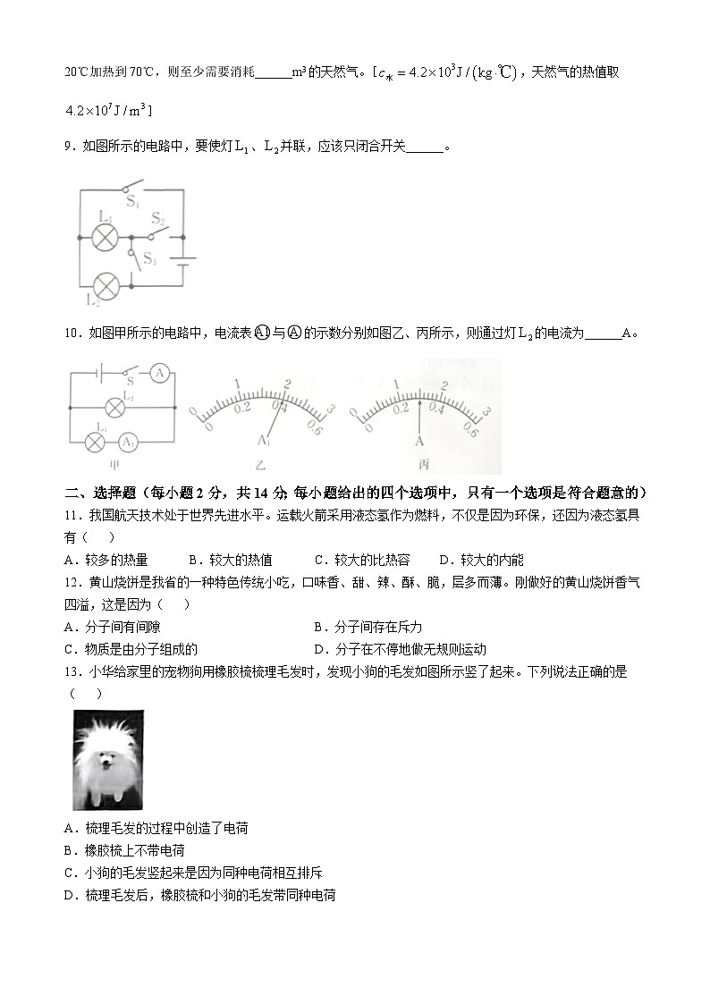 安徽省安庆市多校2024-2025学年九年级上学期期中考试物理试题(无答案)第2页