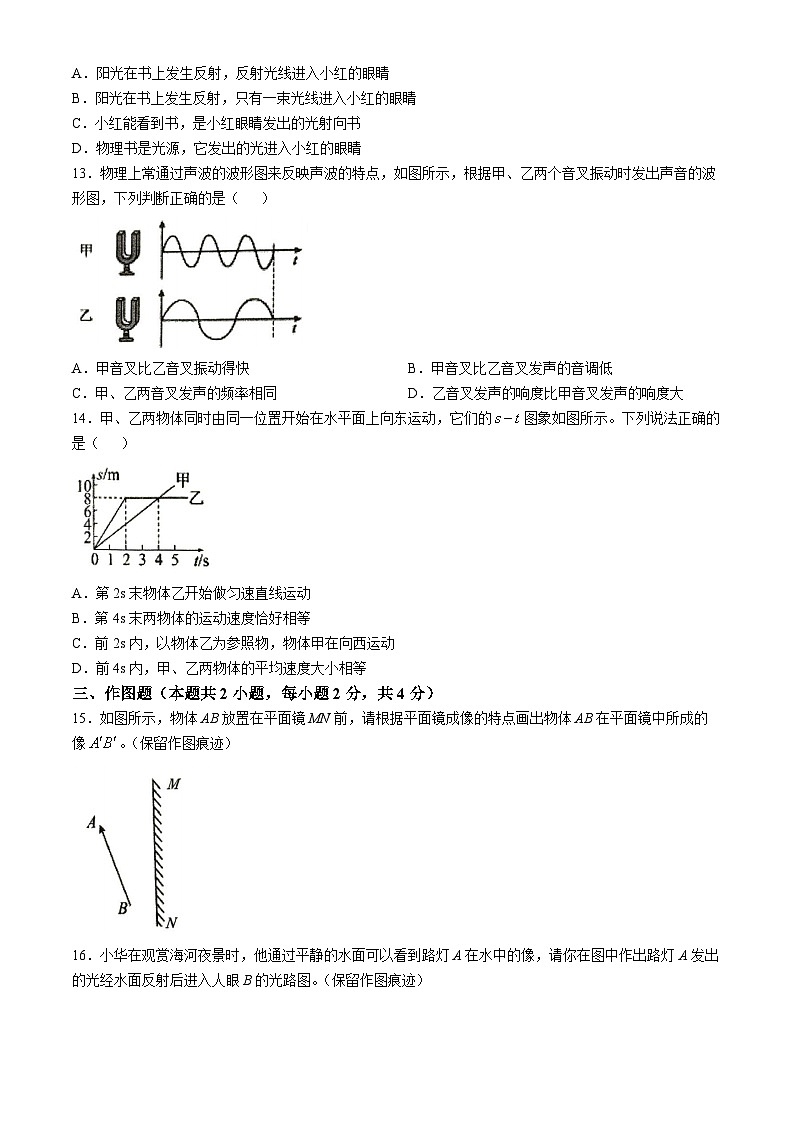 河南省周口市川汇区2024-2025学年八年级上学期期中质量监测物理试卷(无答案)第3页