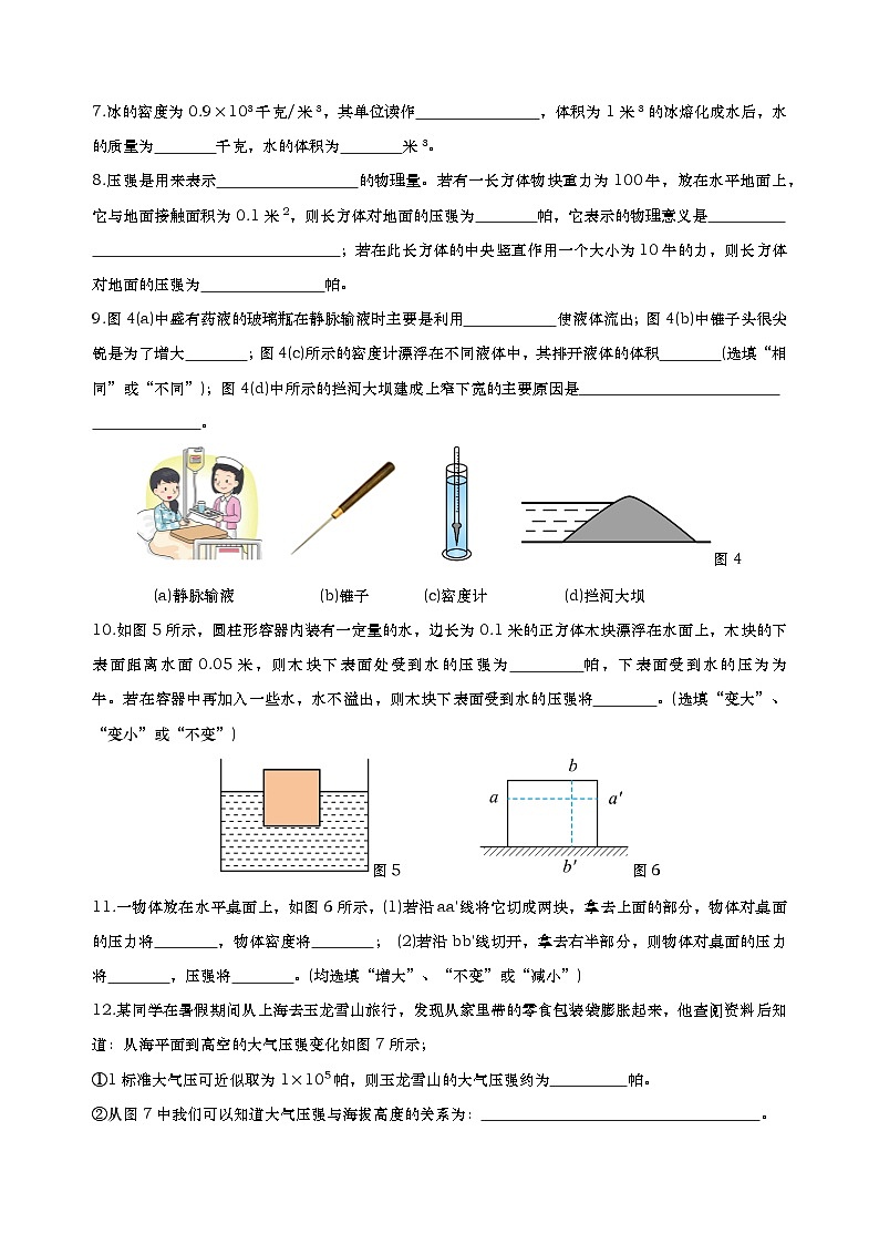 上海市闵行区实验西校2024学年第一学期期中考试初三物理试卷-学生版第2页