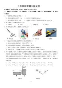 黑龙江省肇东市第七中学校2024-2025学年九年级上学期期中测试物理试卷