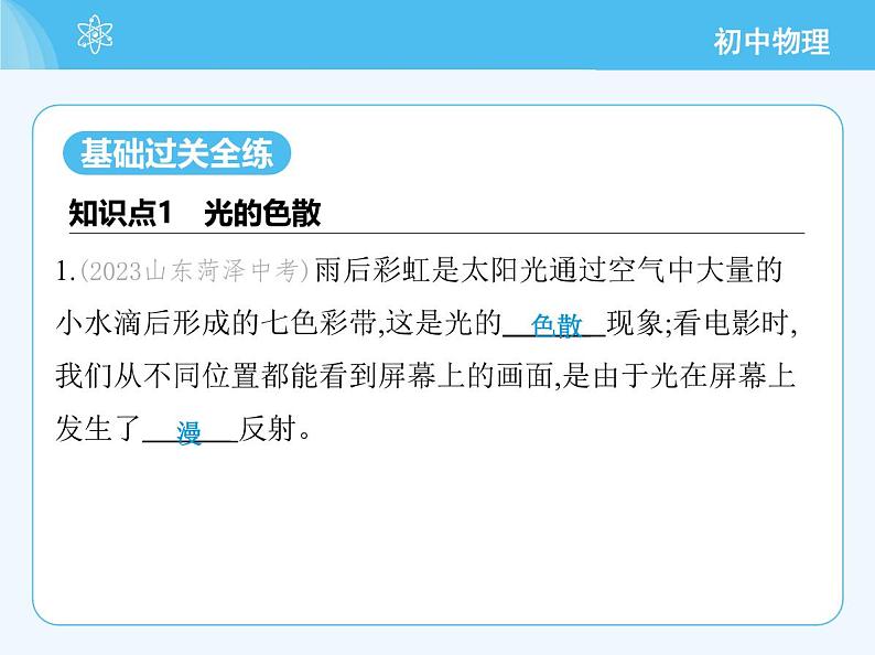 【新课标】物理【沪科版】八年级全册（2024）【重点知识点解析、提升测试解析】第三章-光的世界03