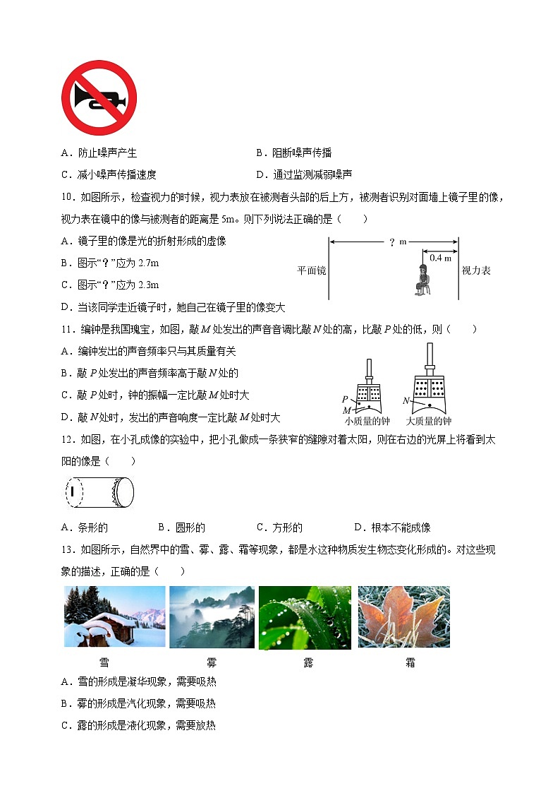 2024-2025学年八年级上学期物理期中模拟试卷（苏科版+含答案解析）第3页