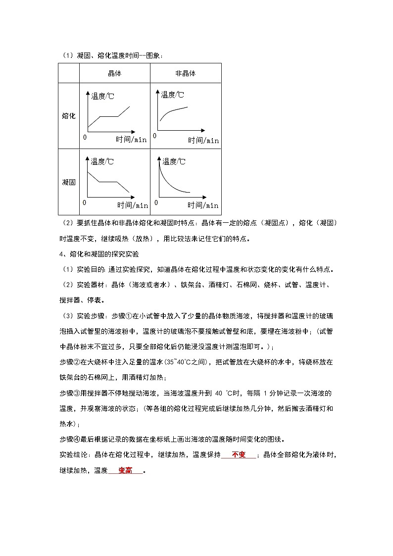 人教版物理八年级上册同步讲义+专题训练3.2 熔化和凝固（考点解读）（学生版）第2页