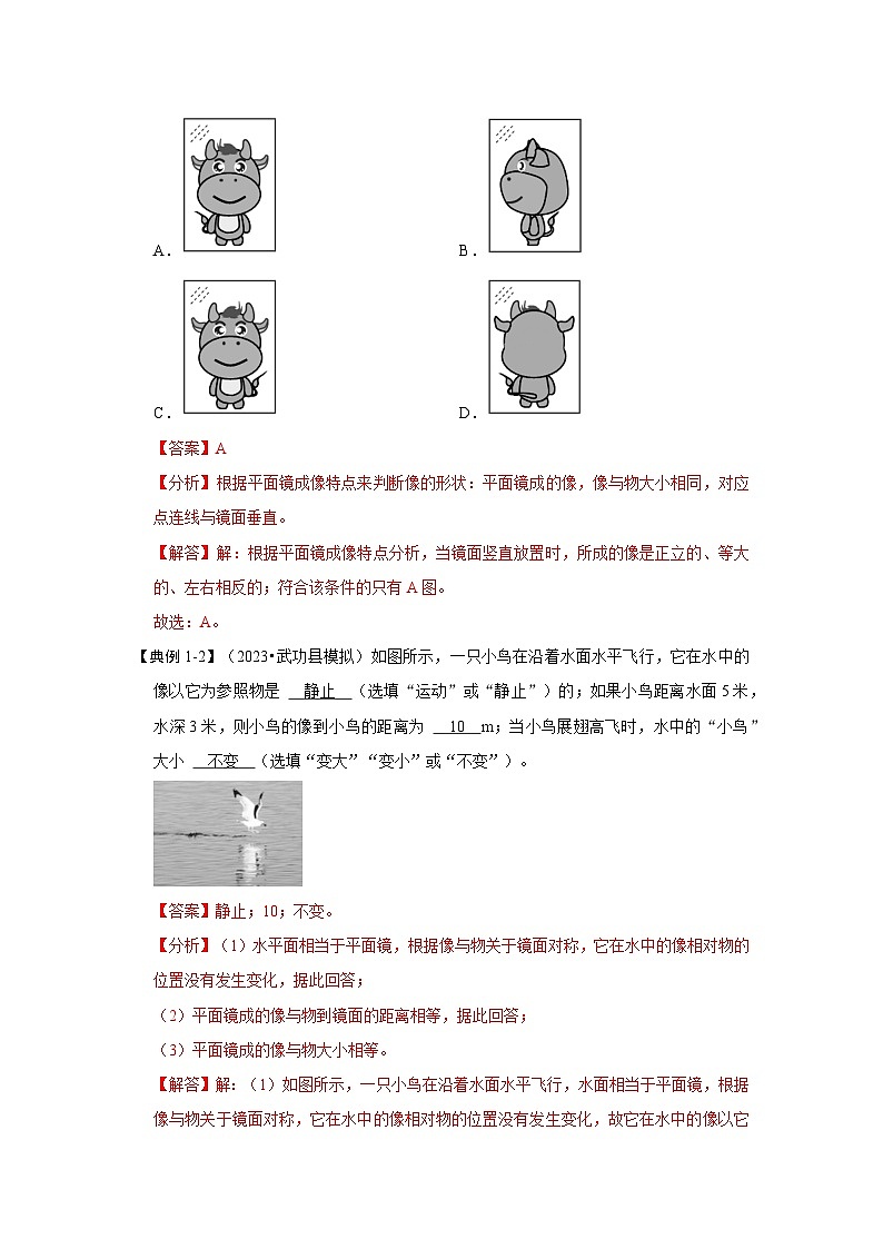 人教版物理八年级上册同步讲义+专题训练4.3 平面镜成像（考点解读）（解析版）第3页