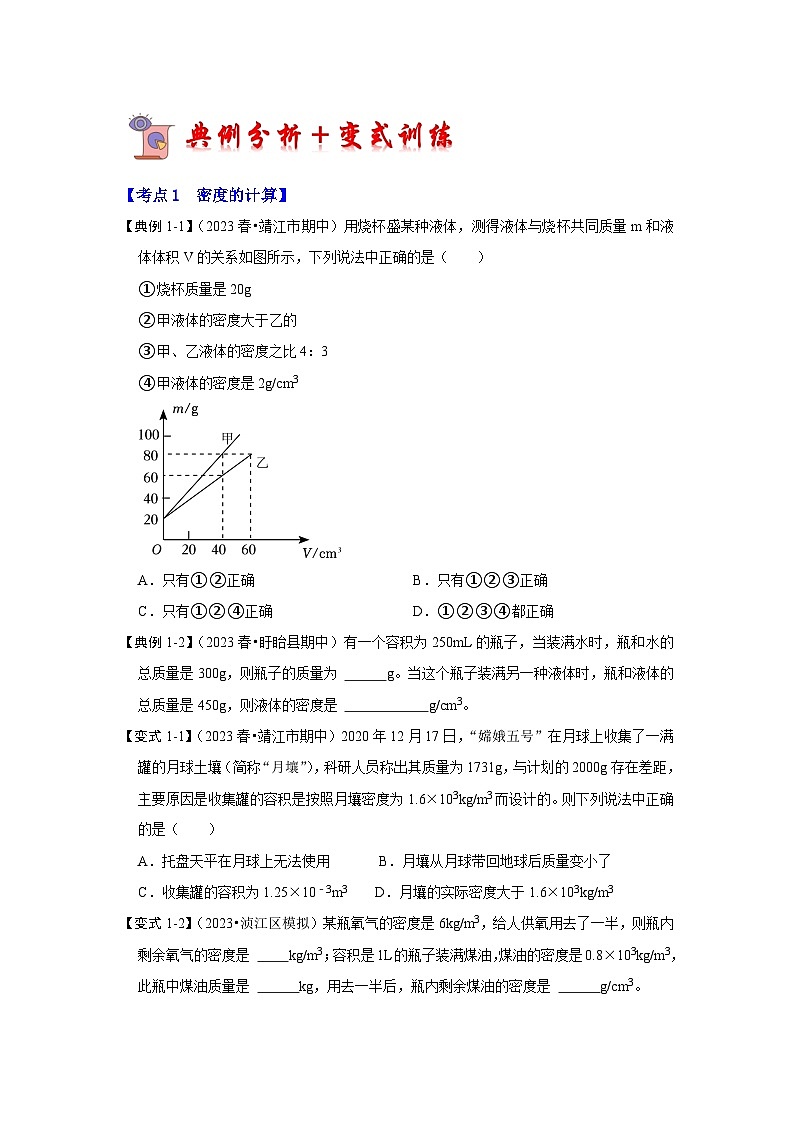 人教版物理八年级上册同步讲义+专题训练6.2 密度（考点解读）（学生版）第3页