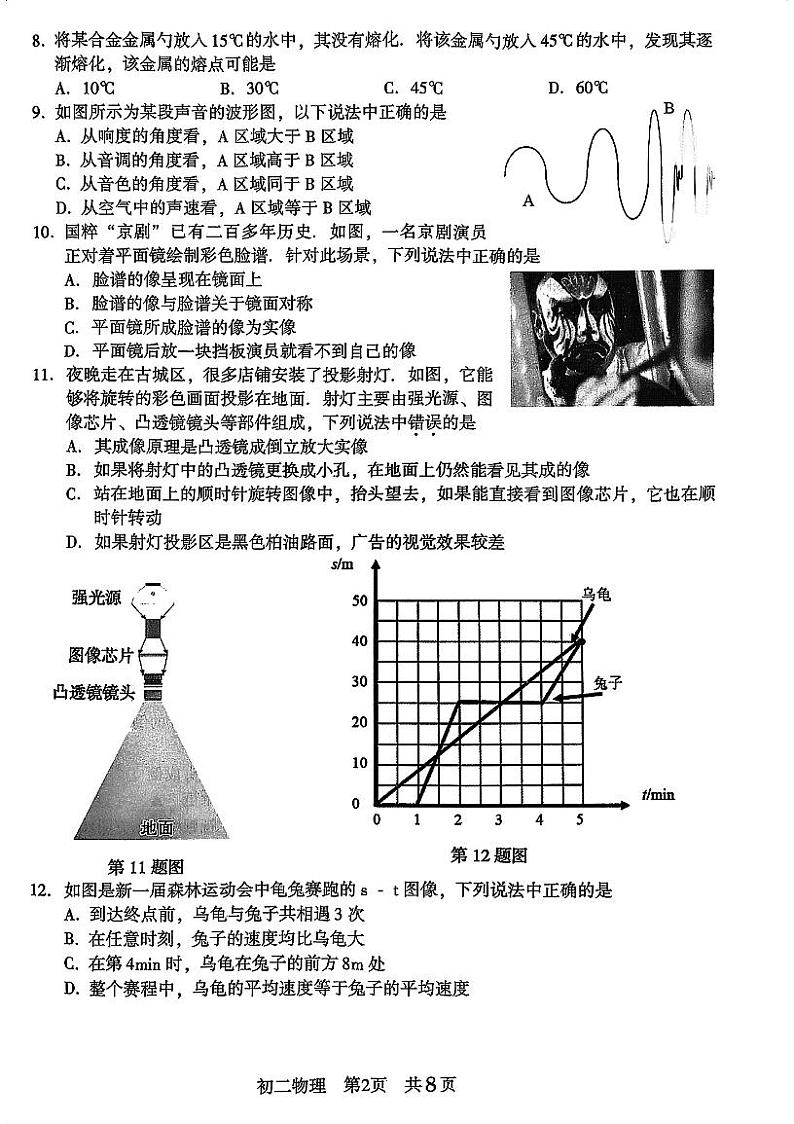 2023-2024学年江苏省苏州市昆山市、太仓市、常熟市、张家港市八年级（上）期末物理试卷第2页
