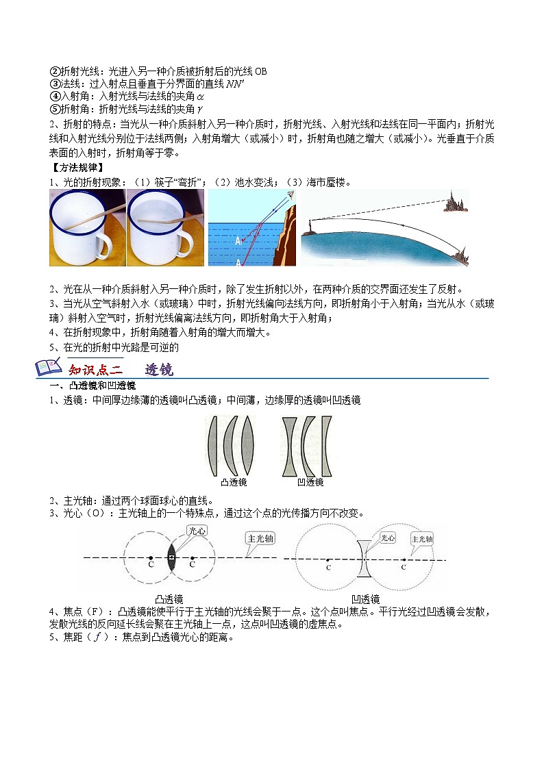 第三单元 光的折射 透镜—初中物理八年级上册 知识点梳理（苏科版2024）第2页