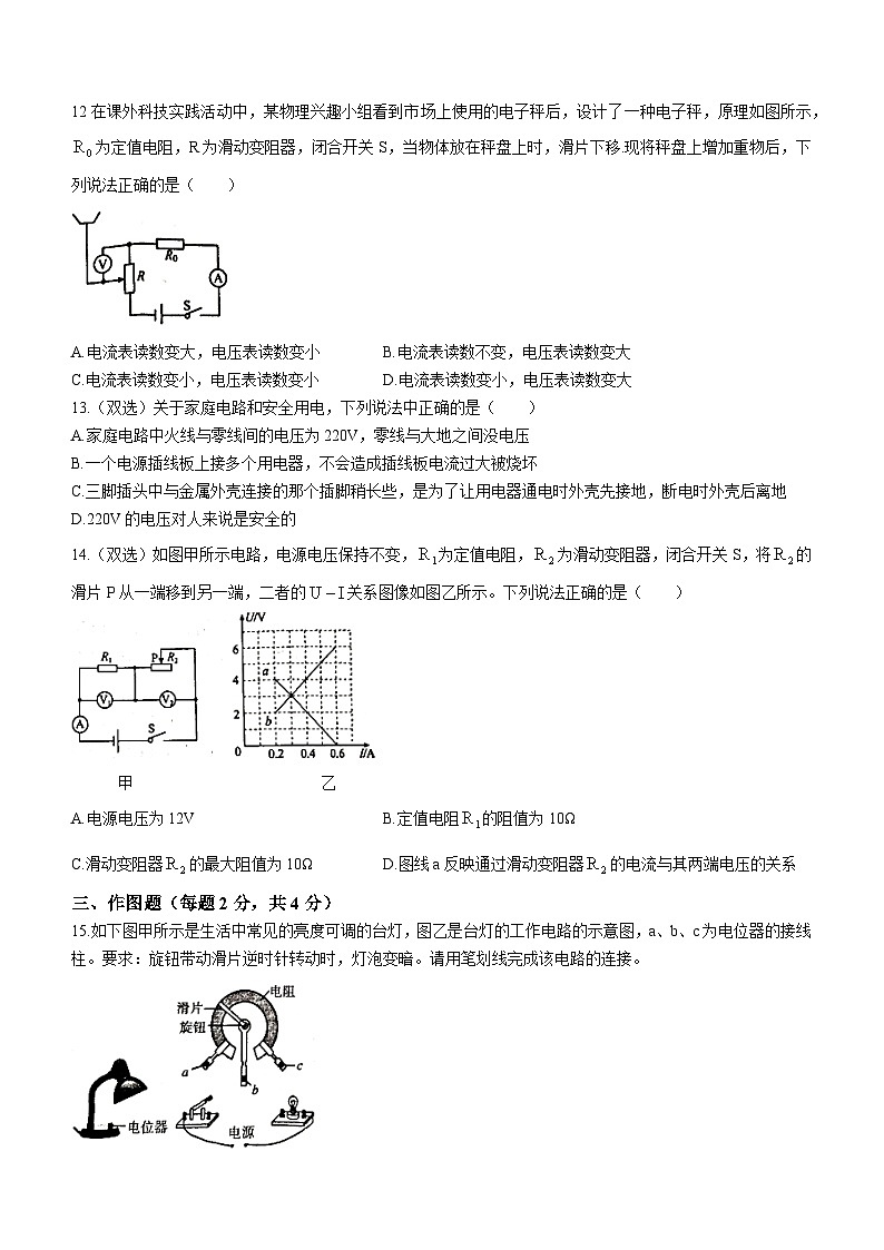 2023-2024学年河南省漯河市临颍县九年级（上）期末物理试卷（A卷）第3页