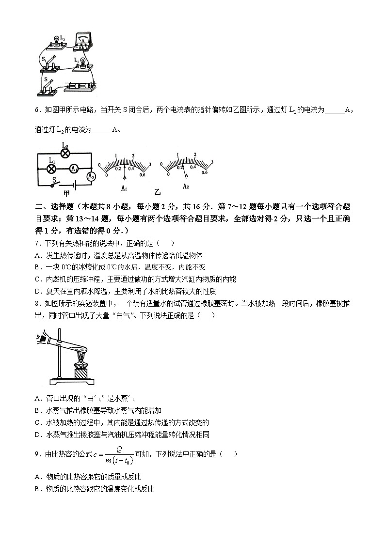 河南省洛阳市伊川县2024-2025学年九年级上学期11月期中物理试题(无答案)第2页