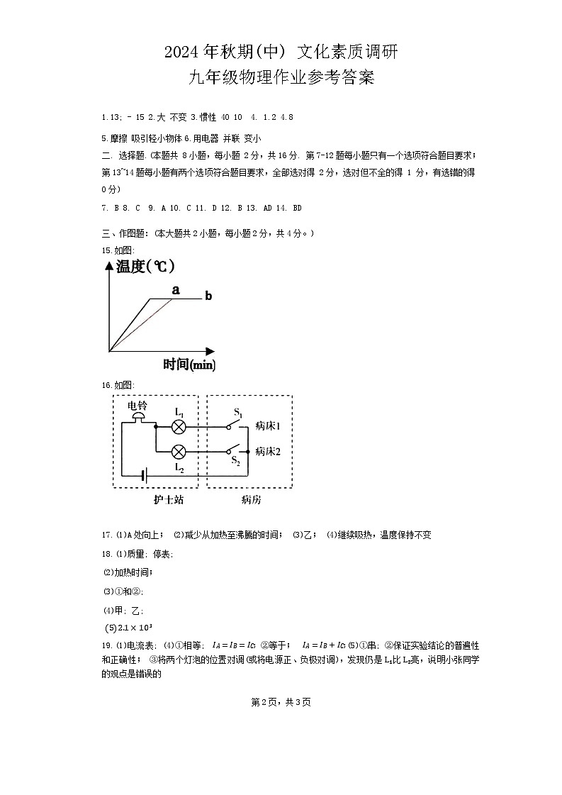 河南省南阳市西峡县2024-2025学年九年级上学期11月期中物理试题01
